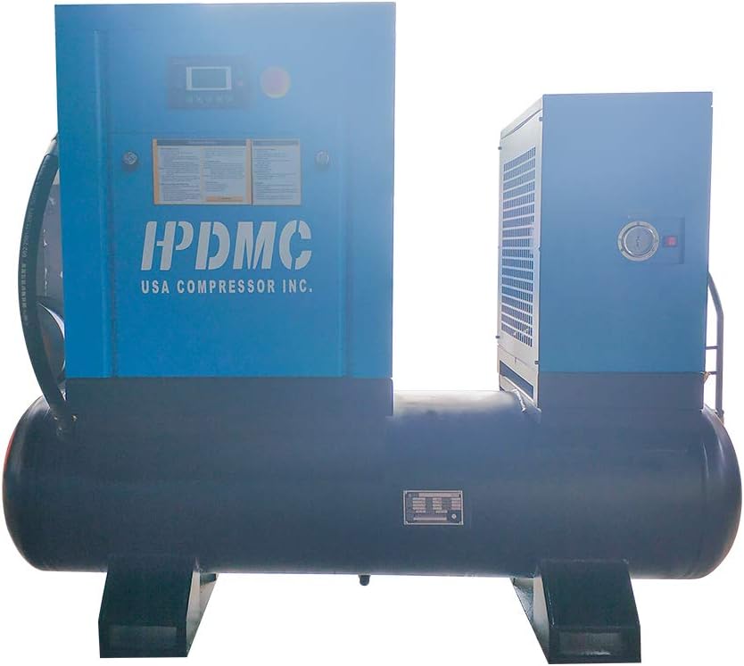 PACK7-TAV Variable Speed Rotary Screw Air Compressor with Tank & Refrigerated Dryer - 10HP 35CFM 125psi 208-230V 1 or 3-Ph