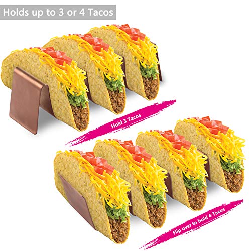 Buruis 4 Pack Mini Taco Holder Stand, Stylish 304 Stainless Steel Taco Rack, 6.3 X 1.8 Inch Tray-Hold up to 16 Soft or Hard Shell Taco for Home and Restaurants, Oven Grill Dishwasher Safe - Thumbnail 4
