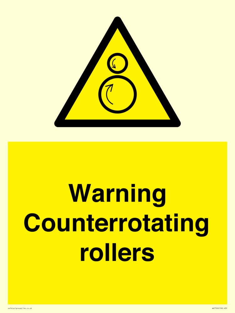 Warning Counterrotating rollers Sign - 300x400mm - A3P