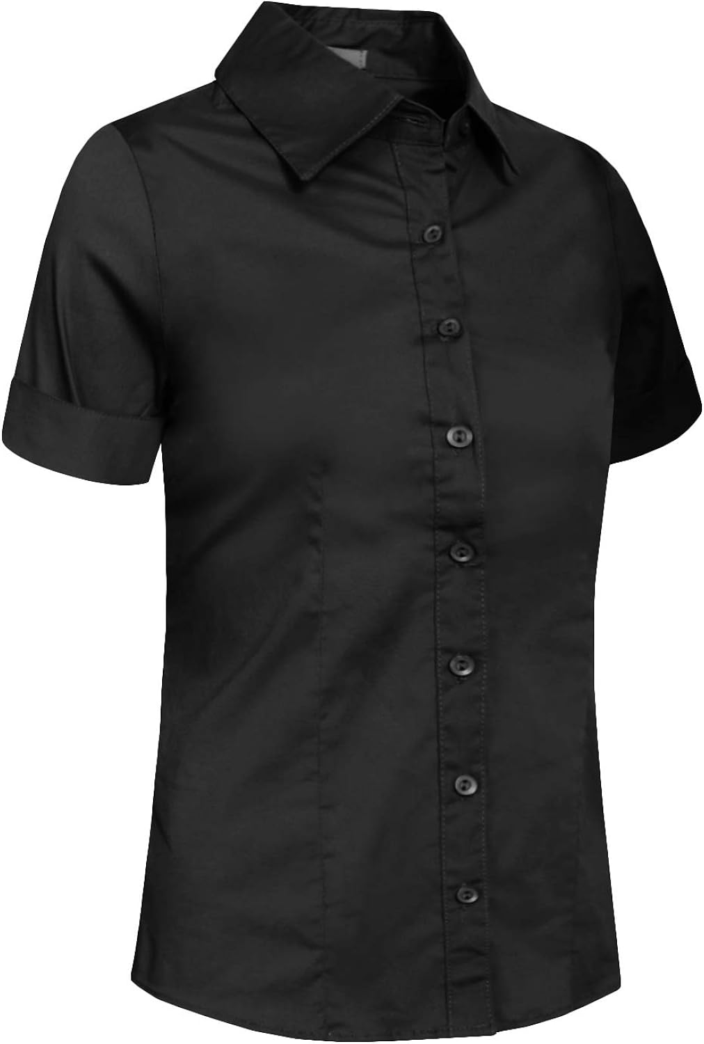 J. LOVNY Girl's Basic Casual Long Sleeve Roll Up Button Down Blouse Shirts: Clothing