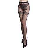 Kikoroco Women's Hollow Out Sheer Sexy Pantyhose High Waisted Slimming Shaping Silk Tights