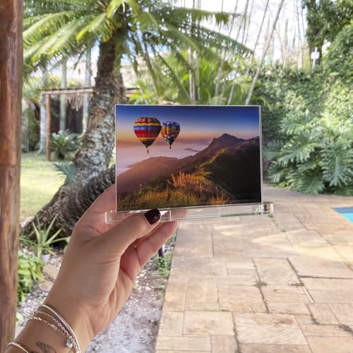 Porta Retrato 10x15 Acrílico Transparente Luxo com Base Fixa – Suporte para 2 Fotos, Design Moderno e Elegante