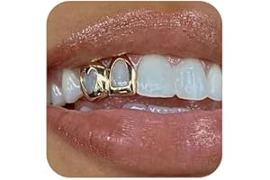 Longita Gold Grills for Your Teeth Grillz for Women Teeth Men Gold Tooth Cap Grillz for Women Golden Tooth Jewelry Hollow out Heart Mouth Grills Men Hip Hop Outfits Custom Accessory Halloween Party