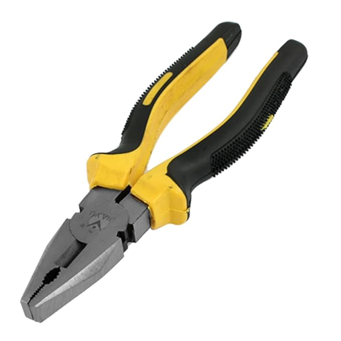 uxcell Nonslip Yellow Black Rubber Coated Handle Combination Pliers 8