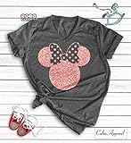Disney Shirts, Minnie Mouse Ear T-Shirt, Glitter Rose Gold Disneyland Birthday Outfits, Women's World Trip Unisex Tanks
