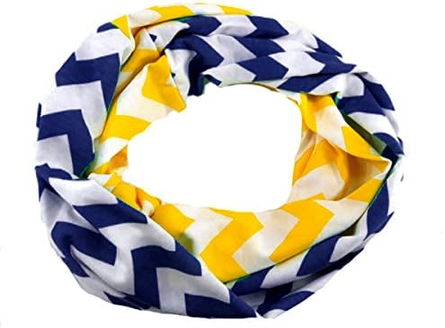 Baby Infinity Scarf Lightweight Jersey Circle Loop Chevron Zig Zag Stripe - Yellow/Navy Blue