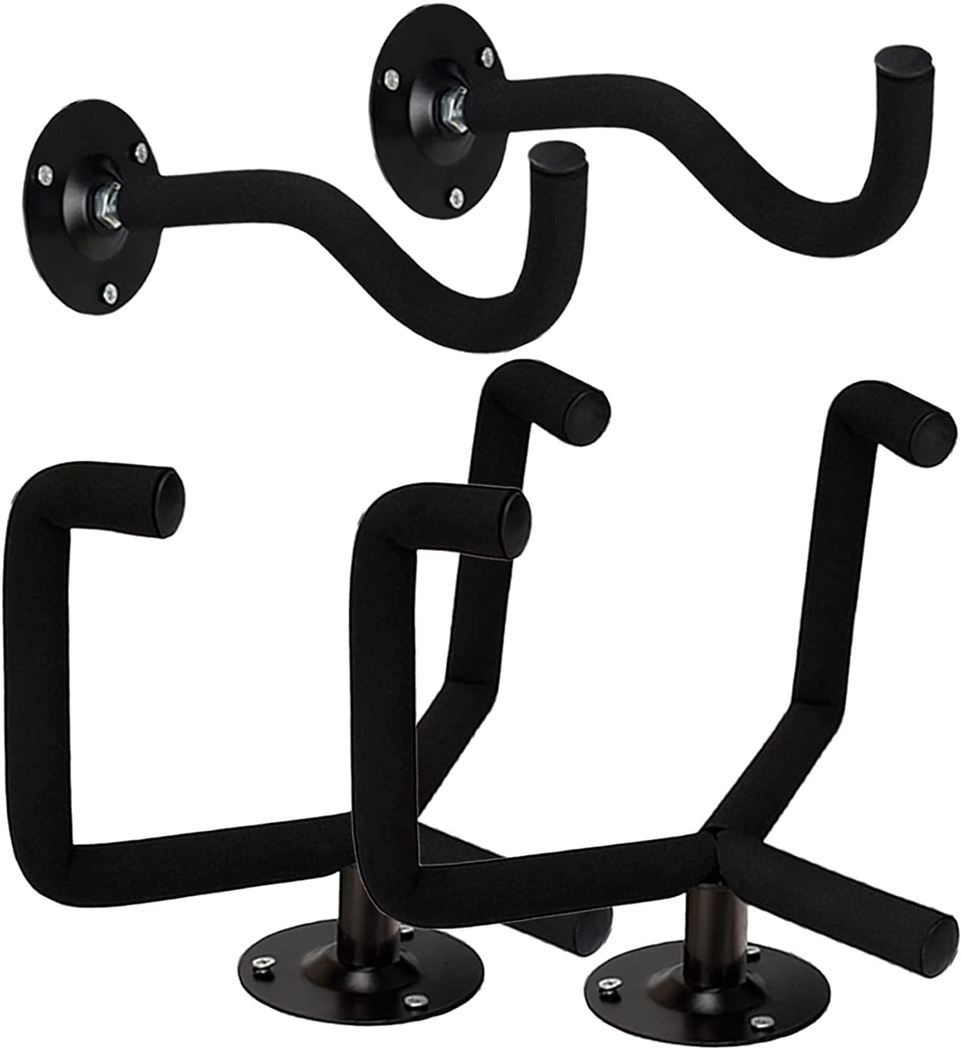 HommyFine Guitar Wall Mount - Horizontal Hanger, 2 Sets Guitar Hanger Hook Wall Mount Bracket Holder for Bass, Mandolin or Ukulele