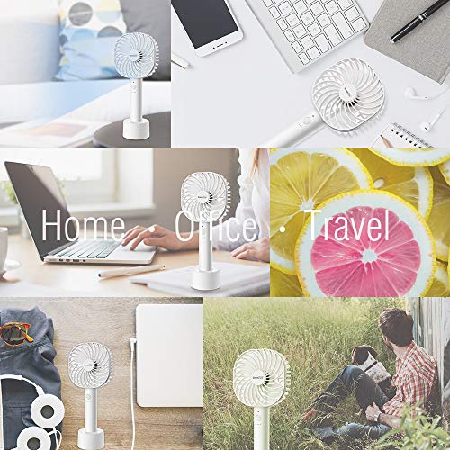 Geek Aire Personal Handheld Mini Fan 5 Speed Settings USB Rechargeable Battery Operated Fan Cordless Electric Fan Portable Cooling Desktop Fan for Home Office Household Travel Outdoor (White)