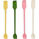 Tinoaly 4pcs Mini Silicone Spatulas Set, Dual Sided Multifunctional Small Kitchen Rubber Scraper Long Spoon Reusable Stirrer 