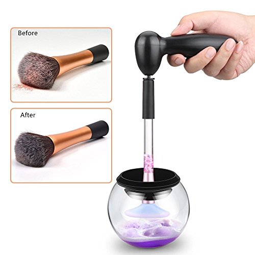 Electric Cosmetic Makeup Brush Cleaner, ELOKI 360 Rotation Cleaner and Dryer Makeup Brush for Deep Thorough Cleaning - Brushes Kit Washing Tools Spinner Cleans(Black) - Thumbnail 7