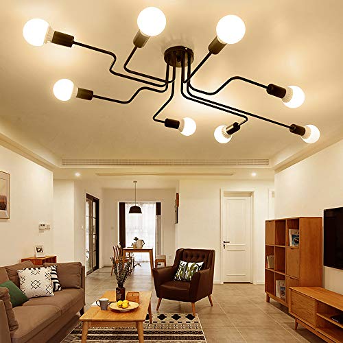 Lingkai Industrial Ceiling Light Vintage Chandelier Metal Pendant Light Creative Retro 8-Light Chandelier Lighting Fixture