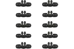 La Farah Drip Irrigation Parts for 1/2" Drip Tubing to 1/4" Irrigation Tubing, Drip Irrigation Fittings Anti-Drop Locked Barbed Reducing 4 Way-Pack of 10