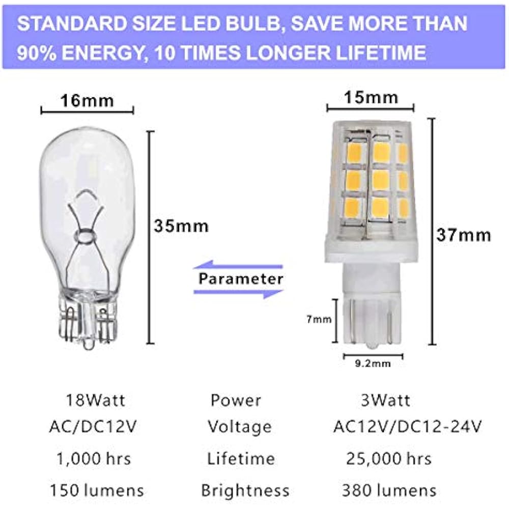 12 Volt Led Replacement Bulb For 921 912 W16W T5 T10 Camper RV