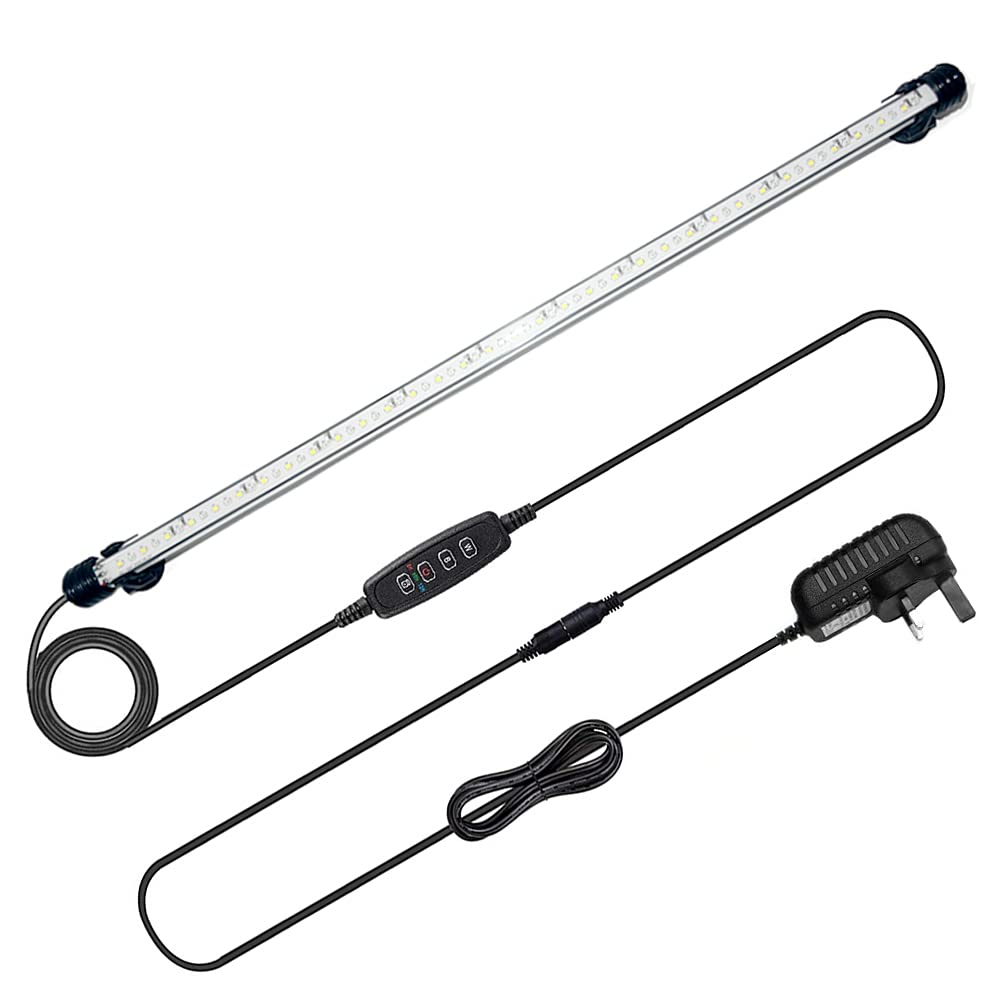 VARMHUS LED Aquarium Lighting, White and Blue Color Changing Submersible Fish Tank Light with Timer for Sunrise and Sunset (57cm)