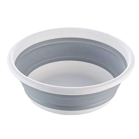 Ibnotuiy Space Saving Collapsible Round Plastic Dish Tub Wash Sink Basin Multi Purpose Use For Indoor Outdoor