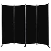 Room Divider 4 Panel-88''Wide,6FT Room Dividers and Folding Privacy Screens | Wider Metal Base &amp; Non-wobbly, Fabric Divider Panel for Room Partition,Portable Wall Divider Screen for Bedroom,Office,Studio