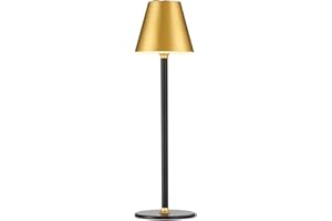 TIMJORMAN Modern LED CordlessTable Lamp,4000mAh Rechargeable Battery Desk lamp,3 Level Brightness Night Light, Metal Shell,Minimalist Design, for Couple Dinner/Coffee Table/Restaurant/Bedroom(Gold&Black)