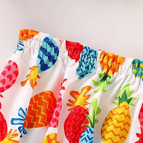 Toddler Baby Girls Pineapple Skirts Outfits Fruit Off Shoulder Top + Tutu Ruffled Skirts Dress Summer Clothes Set (Pineapple Fruit, 3-4 Years)