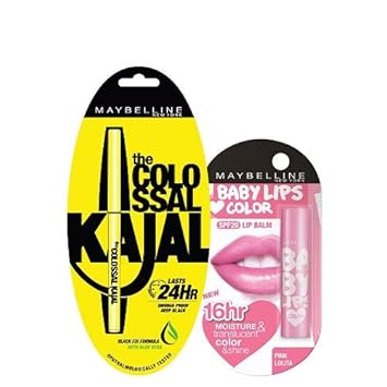 Maybelline New York Colossal Kajal + Baby Lips Love Color, Pink Lolita, 4 g (At 20% Off, Pack of 2)