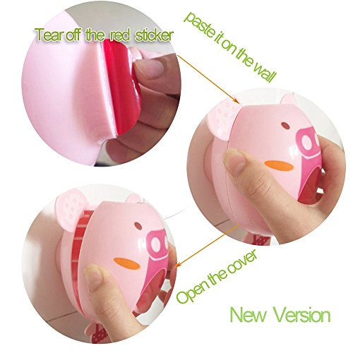 Lexitek baby Toothbrush Dispensers,kids Hands Free Toothpaste Dispenser children Automatic Cartoon Cute Animal Toothpaste Squeezer Good Gift for Children (Pig) - Thumbnail 3