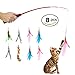 Retractable Wand , Multi Feather Teaser and Exerciser For Your Cat and Kitten - Cat Toys Interactive Cat Wand (8PCS)