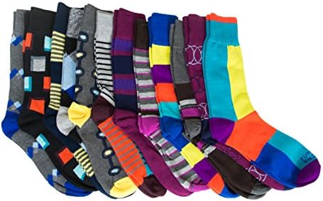 Funky Socks Mens Colored Socks with Assorted Patterns, 6 Pack