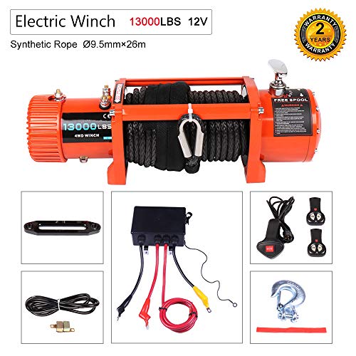 OCPTY Winches Waterproof Offroad 13000 lbs Load 12V Electric Winch with