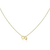 M MOOHAM Valentines Gifts for Kids Her - Heart Initial Necklaces for Women Girls 14K Gold Plated Tiny Heart Necklace Jewelry for Kids Personalized Birthday Gifts for Teen Girls Trendy
