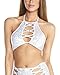 iHeartRaves Criss Cross Hologram Halter Top (Silver)