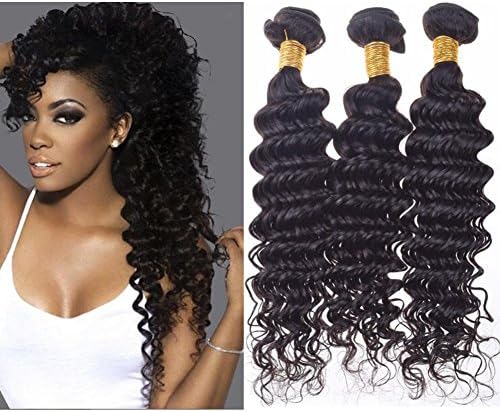 Ballice Hair 7A Peruvian Deep Wave 3Pcs Virgin Hair Wave Unprocessed Deep Curly and Wavy Hair Weave (20 22 24inches)