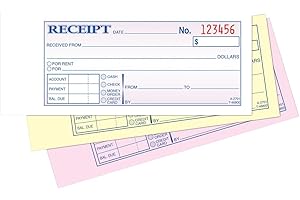 Adams Money and Rent Receipt Book, 2.75 x 7.19 Inch, 3-Part, Carbonless, 50 Sets, White and Canary and Pink (TC2701)