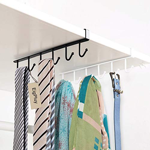 EigPluy 2pcs Mug Hooks Cups Wine Glasses Storage Hooks Kitchen Utensil Ties Belts and Scarf Hanging Hook Rack Holder Under Cabinet Closet Without Drilling,Black