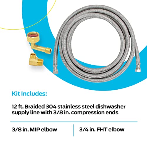Eastman Dishwasher Installation Kit, 3/8 Inch Compression, 3/8 Inch MIP
