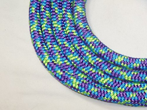 Big Sky Tack and Snacks Horse Lead Rope Lead Line – 9/16″ Polyester Rope Yacht Rope Blue Lime Purple 14′