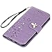 Mavis's Diary for iPhone 7 Plus Case, iPhone 8 Plus Case Wallet Embossed Floral Butterfly PU Leather Folio Elegant Flip Case, Card Slots, Soft TPU Inner Cover Violet