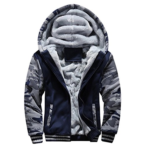 Men Coats And Jackets Winter Sale Warm Fleece Hood Zipper Sweater Outwear Sweatshirts For Men By Orangeskycn (Blue, XL) - Thumbnail 4