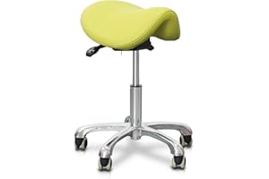 LIMKOMES Saddle Stool Tilting Available Ergonomic Swivel Stool Chair with Hydraulic Lifting Height Adjustable Rolling Stool for Office Desk Clinic Dentist Spa (Olive Green)