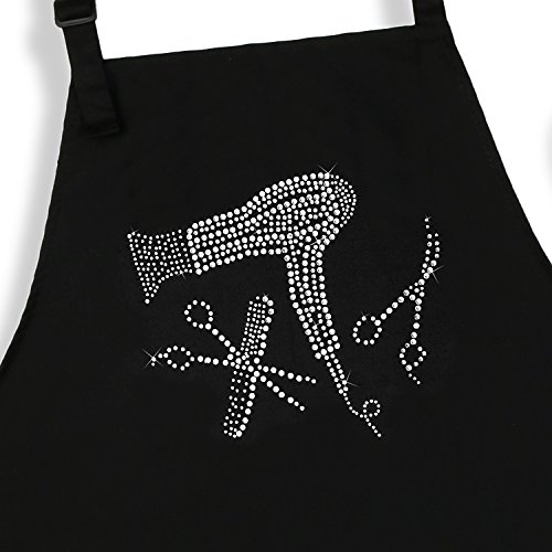 Hair Stylist Salon Apron With Rhinestone Scissor And Comb Import