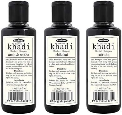 LEAFVEDA Khadi Herbal Amla Reetha and Shikakai and Satritha Shampoo Combo (630ml)