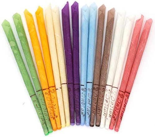 WillMall All Natural Ear Candles Beeswax Candling Cones - 16 Pcs (8 Colors), 100% Organic Non-Toxic Cylinders Fragrance Hollow Cone Candles with 8 Protective Disks