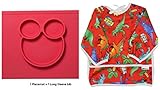 Waterproof sleeved bib, full body coverage long sleeve bibs, best design easy wear with pocket, for infant, toddler, baby 6-24 months must have items Rainbow