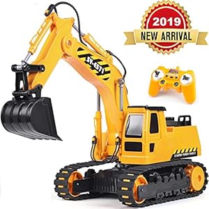 DOUBLE E Remote Control Truck RC Excavator Toy with Rechargeable Battery Lights and Sounds 2.4GHz Construction Vehicles Tractor 1/26