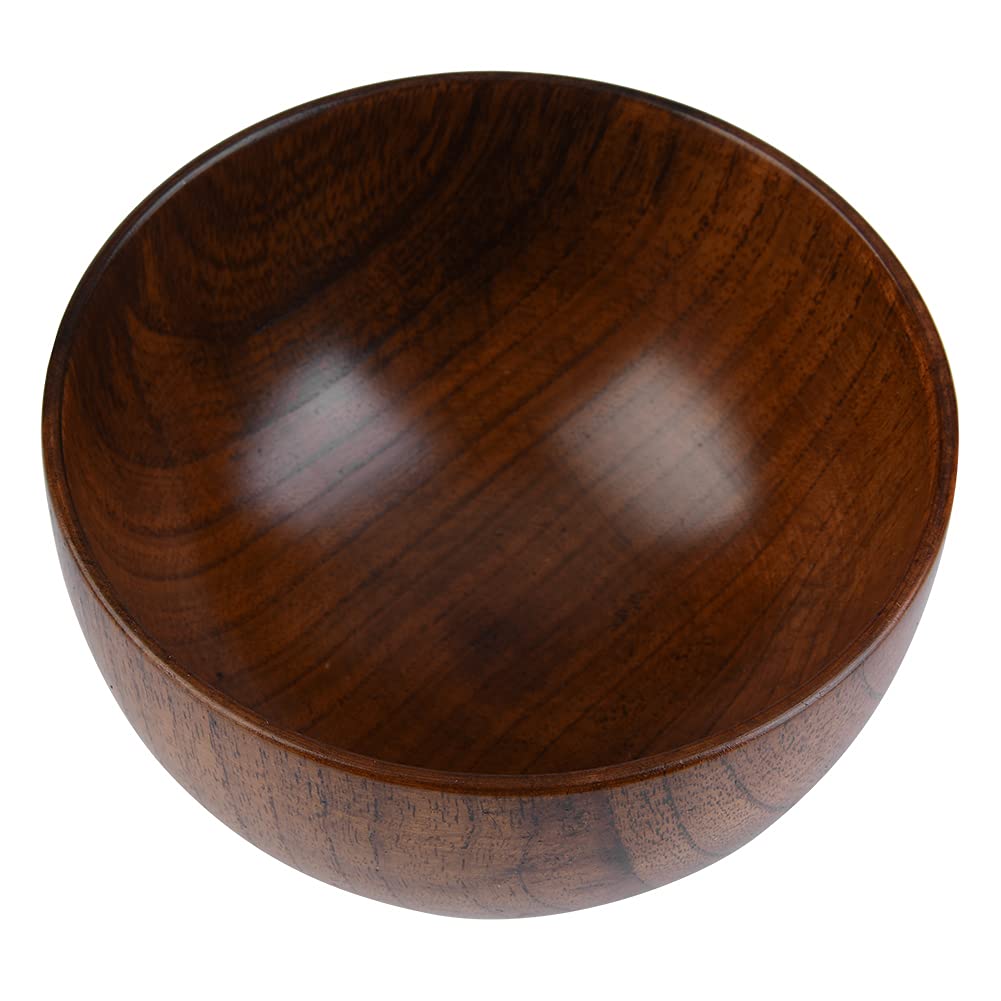 HERCHR Wooden Serving Bowl, 11cm/4.3INCH Small Wooden Bowl, Decorative Fruit Bowl, Wood Snack Bowl, Rice Miso Soup Bowl, Japanese Style Tableware