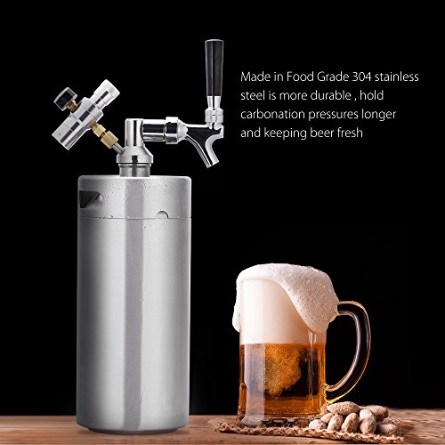 Lamtor-128-Ounce-Mini-Keg-Pressurized-Growler-for-Craft-Dispenser-System-CO2-Adjustable-Draft-Beer-Faucet-with-Perfect-Pour-Regulator-36L-Silver