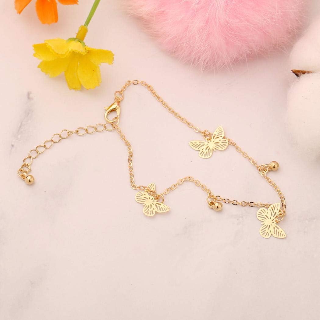 Yienate Beach Anklets Simple Alloy Hollow Butterfly Pendant Anklet Foot Jewelry for Women and Girls (Gold) - Image 4