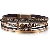 Flower Charm Wrap PU Leather Bracelet for Women Lady Handmade Bohemian Bracelets Jewelry Gifts for Women