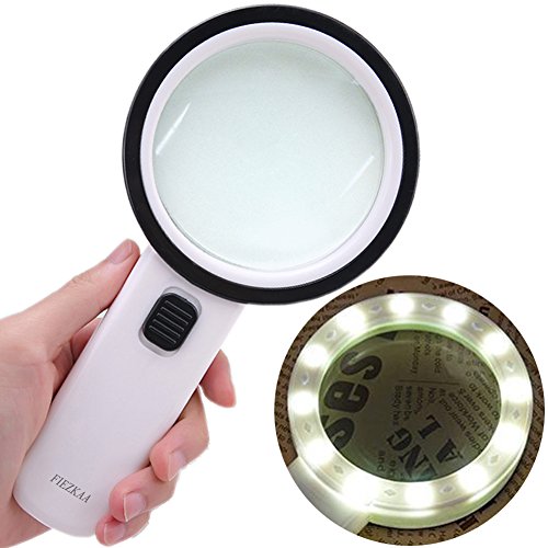 30X High Power Handheld Magnifying Glass with Led Light, Double Glass Lens Jumbo illuminated Magnifier Glasses for Reading, Soldering, Inspection, Coins, Jewelry, perfect for Macular Degeneration