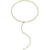 GZQ Gold Rosary Y Necklace for Women 18K Gold Plated Statement Necklace Trendy Jewelry Gifts(N32)