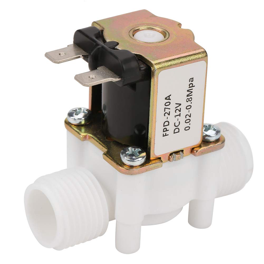 Electrial Solenoid Water Valve, 12V G1/2" NC Plastic Electrical Valve for Washing Machine Water Dispense Garden Spray Irrigation