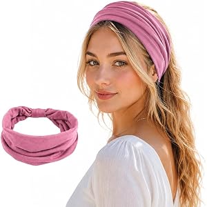 Women Stretchy Elastic Yoga Headband, Breathable Non Slip Sports Sweat Hair Turban, Flexible Stretch Head Wrap for Gym Beauty